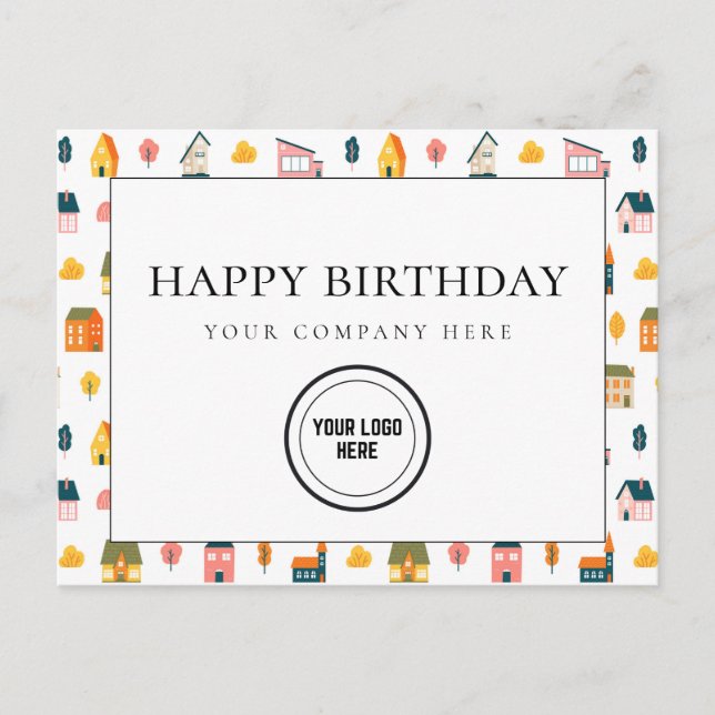 Postal Diversión inmobiliaria Feliz cumpleaños, logo para (Anverso)