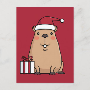 Postal Diversión navideña de Santa Capybara