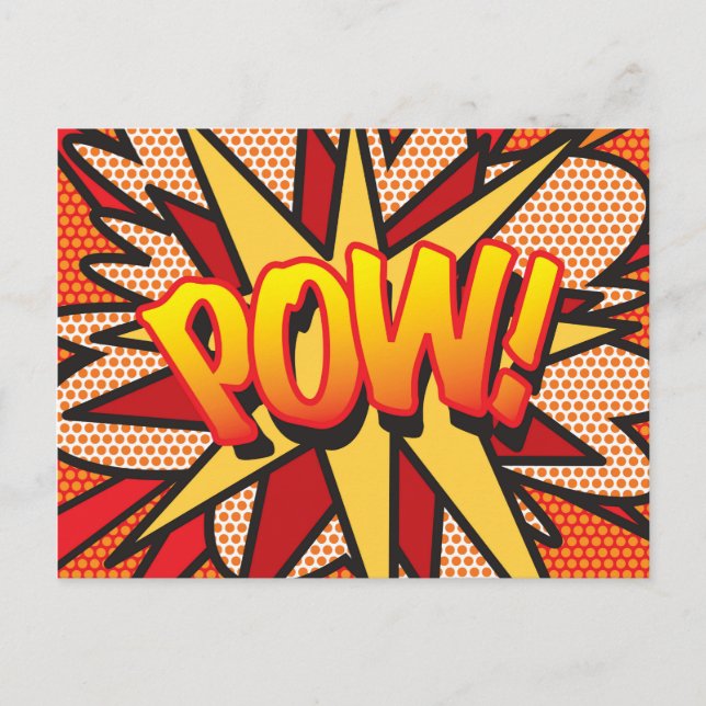 Postal Diversión Retro de Cómic Pop Art POW (Anverso)