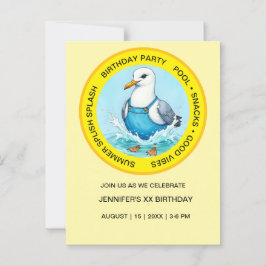 Postal Diversión Splash Seagull Fiesta de verano en la pi