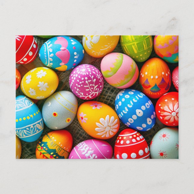 Postal Diversos Huevos de Pascua Coloridos (Anverso)