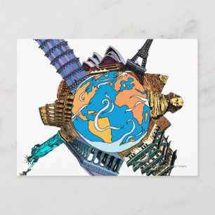 Postal Diversos lugares famosos del mundo