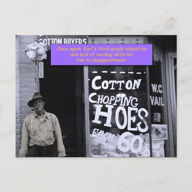 Postal divertida - Casas de corte de algodón (Anverso)