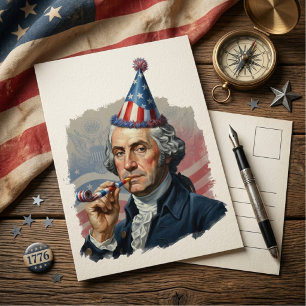 Postal Divertida Celebración Patriótica del 4 de Julio