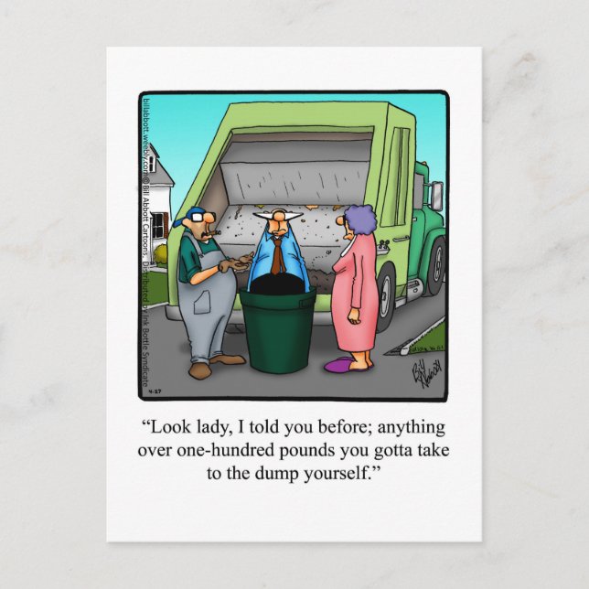 Postal divertida de amor y humor matrimonial (Anverso)