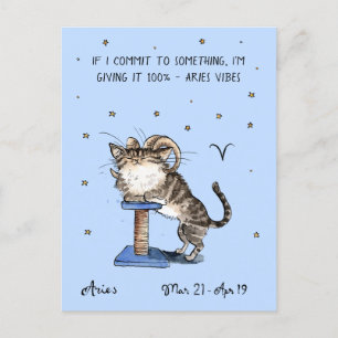 Postal divertida de Aries postal Zodiac Cat Star p