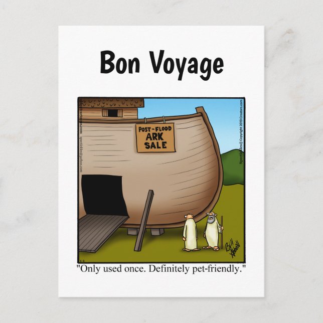 Postal divertida de humor de barco de crucero (Anverso)