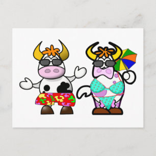 Postal divertida de los pares de la vaca de la