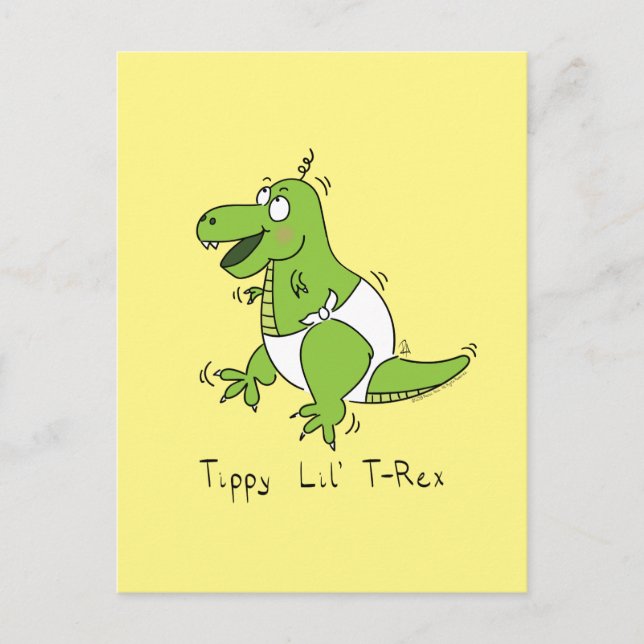 Postal divertida de tippy Lil T-Rex Baby Dinosaur (Anverso)