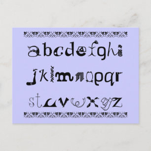 Postal divertida del alfabeto en inglés