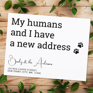 Postal Divertida Mascota Nueva dirección que hemos movido