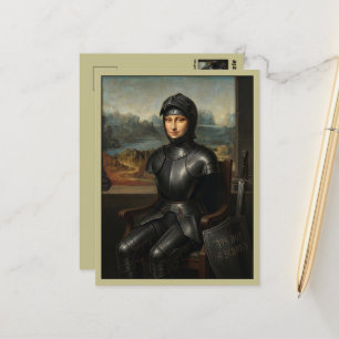 Postal Divertida Mona Lisa Caballero Negro