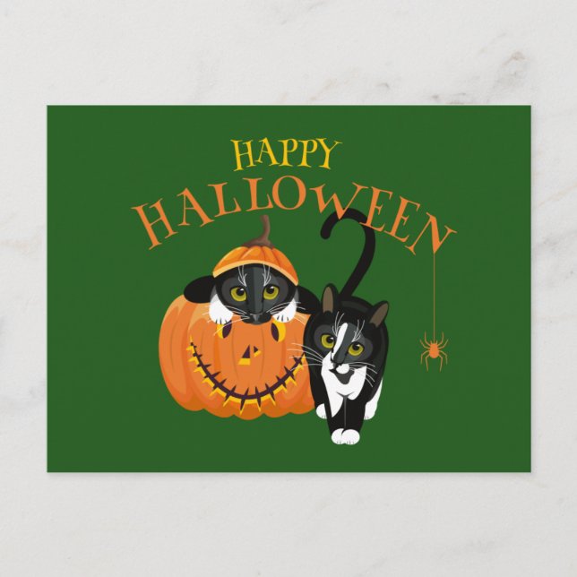 Postal divertida para gatos de Halloween (Anverso)
