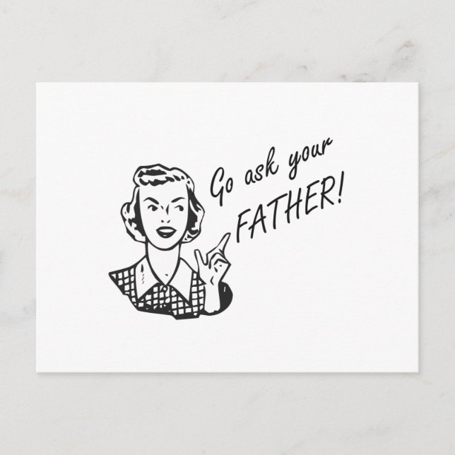 Postal Divertida Retro Housewife - Ve a preguntarle a tu  (Anverso)
