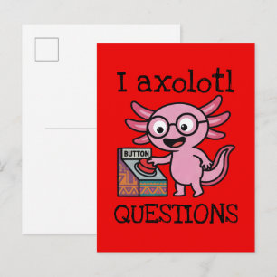 Postal Divertidas preguntas de axolotl azteca Oh No botón