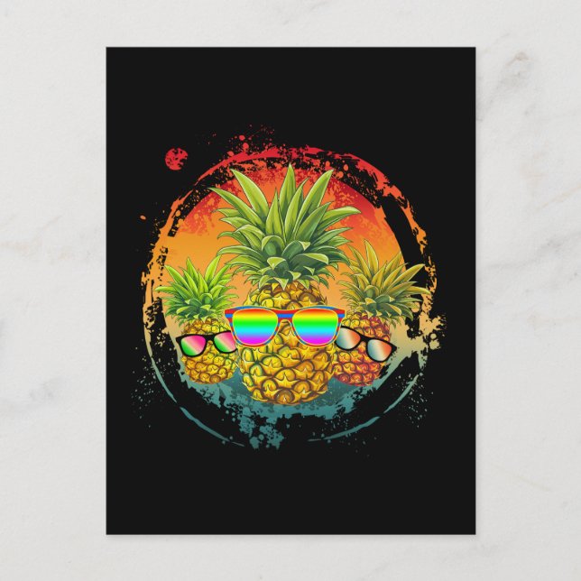 Postal Divertidas Vibes de verano de piña (Anverso)