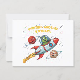 Postal Divertido Alien "Orbitando Otro Cumpleaños" Tarjet