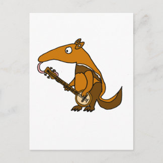 Postal Divertido Anteater Jugando Banjo Music