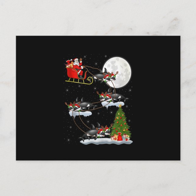 Postal Divertido árbol de alumbrado navideño Santa Riding (Anverso)