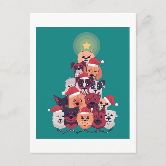 Postal Divertido árbol de Navidad DOG - Entrenador Groome (Anverso)