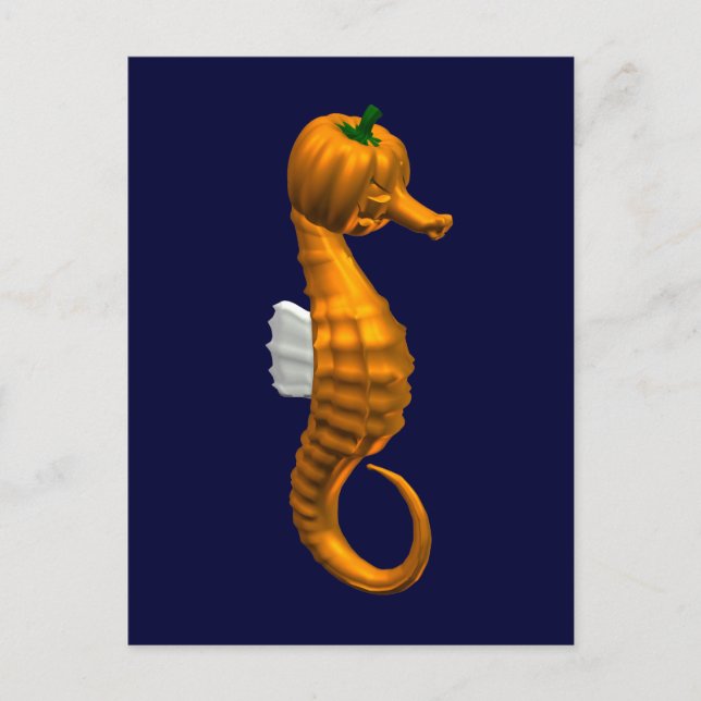Postal Divertido caballito de mar de Halloween (Anverso)