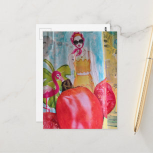 Postal Divertido Collage Surrealista Verano Tomates Flame