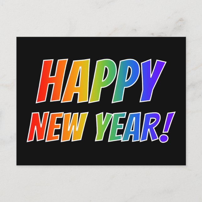 Postal Divertido, colorido, espectro arcoiris "¡FELIZ AÑO (Anverso)