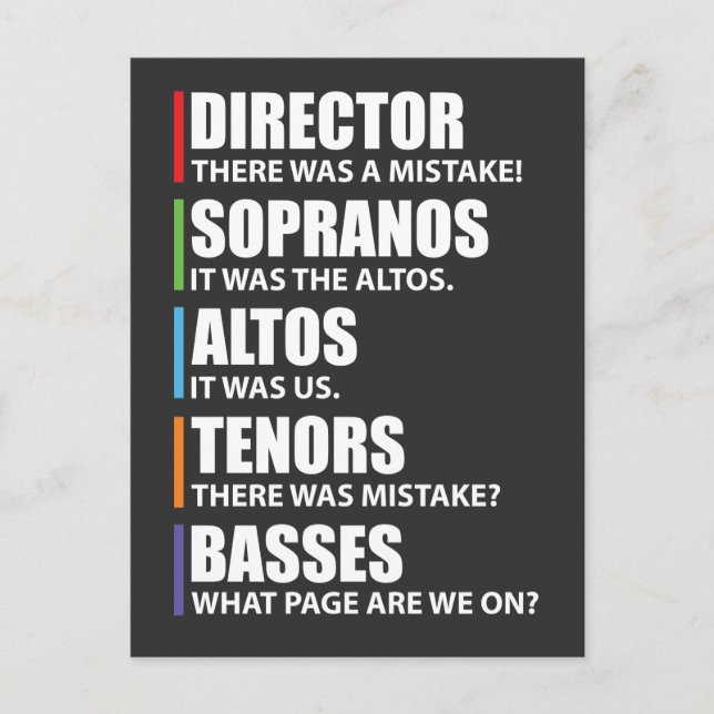 Postal Divertido coro musical cantando Chiste (Anverso)