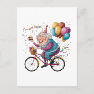 Postal Divertido Cumpleaños Feliz Abuela Regalo Ciclismo 