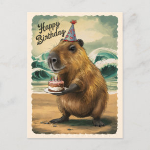 Postal Divertido Cute Carpincho Feliz Cumpleaños