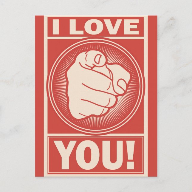 Postal Divertido Día de San Valentín retro te amo (Anverso)