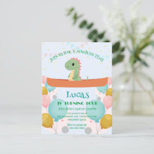 Postal Divertido dinosaurio Kayak Nombre de la fiesta de