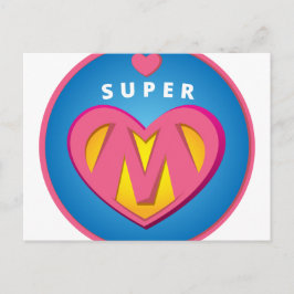 Postal Divertido emblema de superheroína mamá