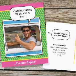 Postal Divertido estilo cómico de casa en movimiento foto