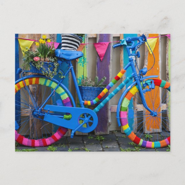 Postal Divertido Feliz Colorido Bicicleta Joyful Biciclet (Anverso)