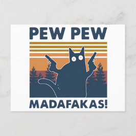 Postal Divertido gato vintage pew Madafakas