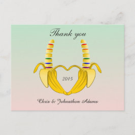 Postal Divertido Gay Banana Heart Boda Gracias