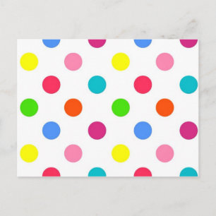 Postal Divertido gran polka puntos naranja rosa verde ama