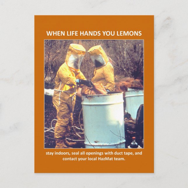 Postal Divertido Hazmat Biohazard Safety Advice (Anverso)
