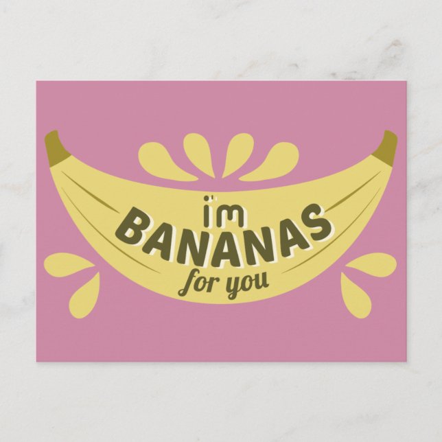 Postal Divertido ilustracion bananero Soy bananas para ti (Anverso)