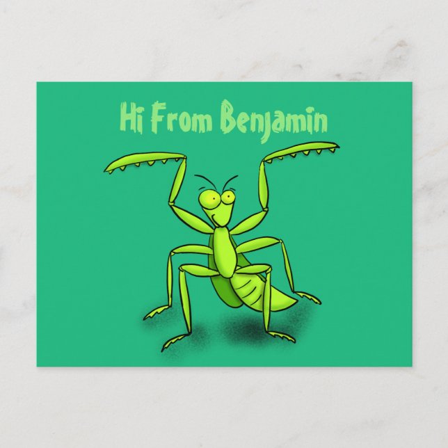 Postal Divertido ilustracion personalizado de mantis de o (Anverso)