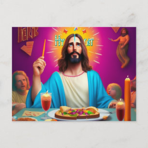 Postal Divertido Jesús colorido en su cumpleaños