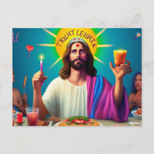 Postal Divertido Jesús colorido en su cumpleaños