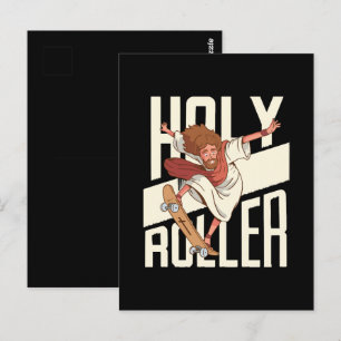 Postal Divertido Jesús de Patineta Holy Roller