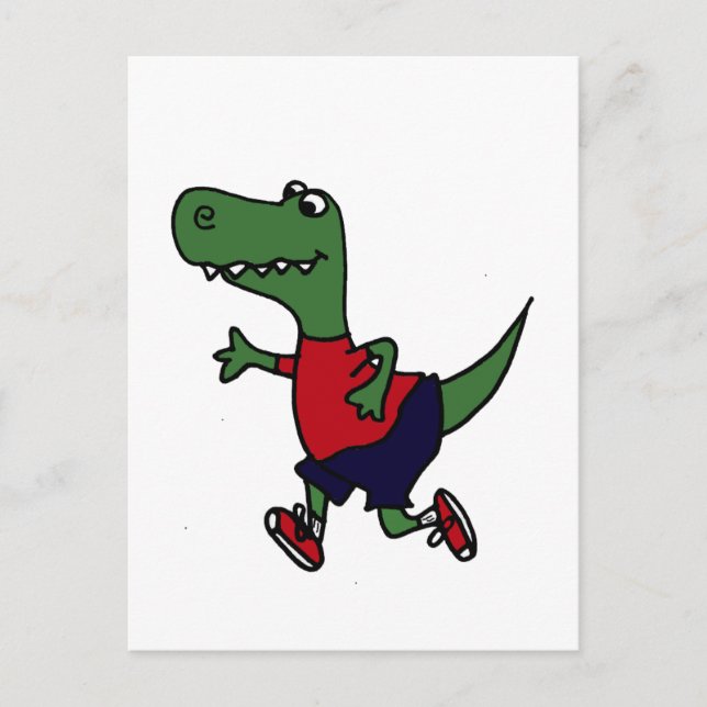 Postal Divertido Jogging Trex Dinosaur (Anverso)