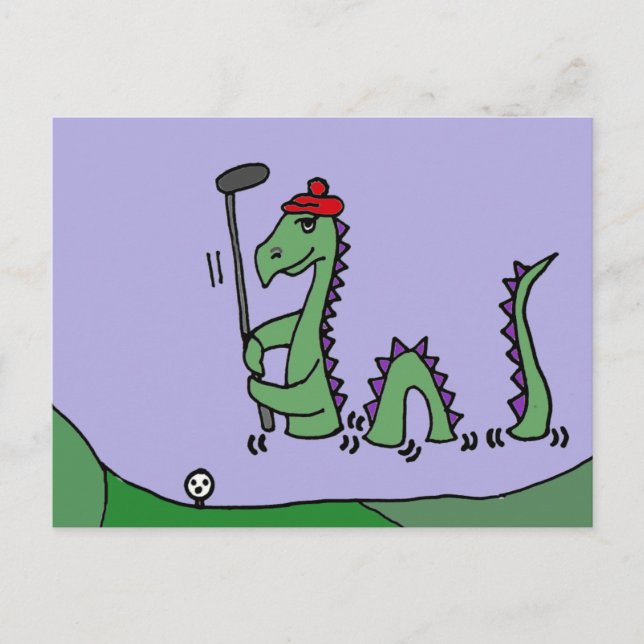 Postal Divertido Loch Ness Monster Jugando Golf (Anverso)