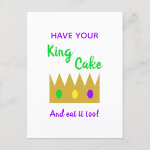 Postal Divertido Mardi Gras tiene tu pastel de rey y se c