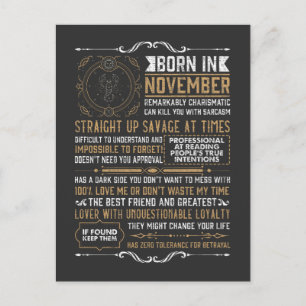 Postal Divertido Nacido En Noviembre Cumpleaños Escorpio 