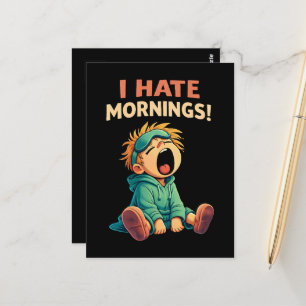 Postal Divertido Odio las Mañanas Soñoliento