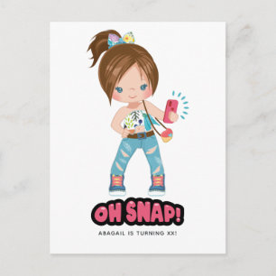 Postal Divertido Oh Snap! Chica Cumpleaños Fiesta Selfie